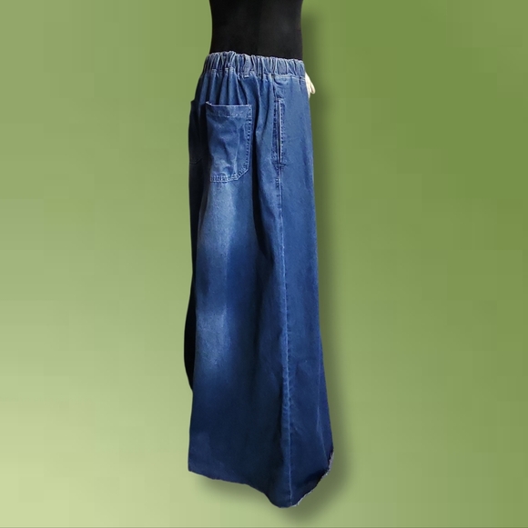 Raver Style Phat Pants Blue Denim Wide-Leg Jeans 90s Y2k 42" Leg Openings EDM ✩✩ - Picture 3 of 7